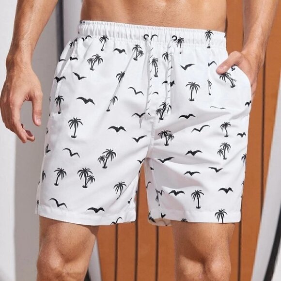 White Mens Swim Shorts - Picture 1 of 6